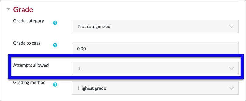 moodle quiz grade settings