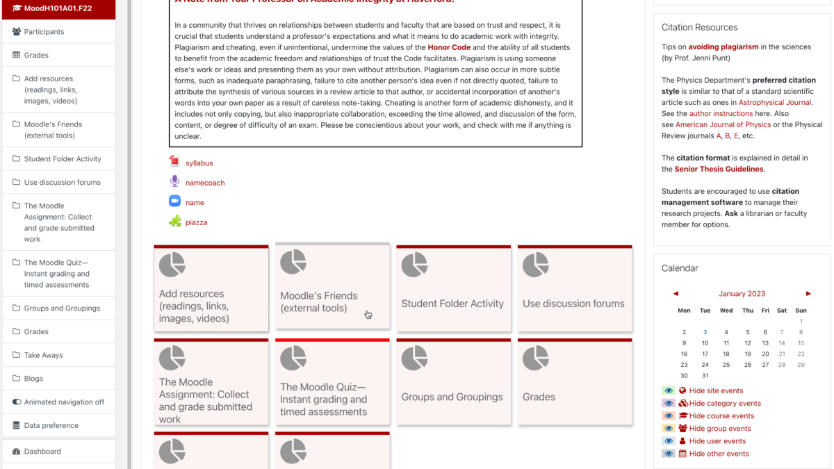 New option in Moodle: the tiles course format